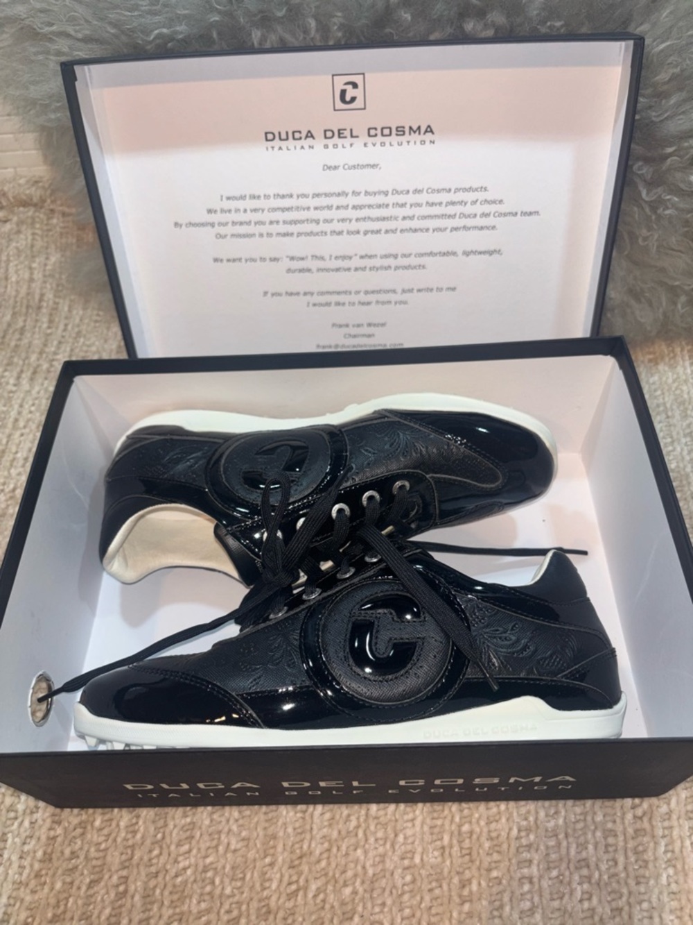 Duca Del Cosma Women's Black Athletic Golf Sneakers, brand new inbox